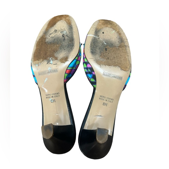 Marc Jacobs silk colorful print mules kitten heels. Sz. 8 - Picture 9 of 10